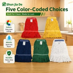 Quick-Absorbent Color-Coded Replacement Wet Mop Head for Restaurant, School, and Commercial Sanitation