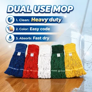Quick-Absorbent Color-Coded String Mop for Commercial Building Sanitation and Zone Separation