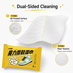 Quick Clean Shoe Wipes 2 Sided Stain Removal & Shine Shoe Wet Wipes Polish Leather Sneaker Cleaning Disposable Wipes