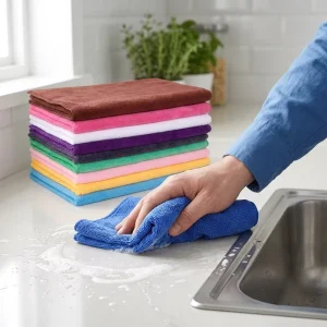 Quick-Dry Absorbent Stain-Removing Microfiber Cleaning Towel for Kitchen and Bathroom