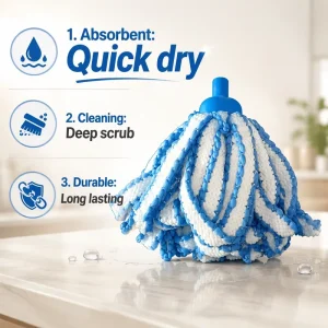 Quick-Dry Deep-Scrub Microfiber Mop Head for Commercial Cleaning