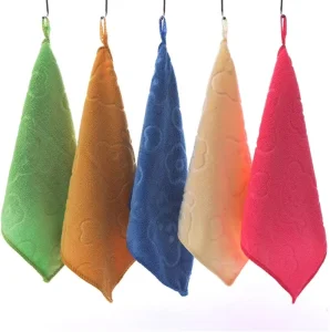 Quick Dry Five Color Microfiber Hand Dry Towel Soft Woven Cloth with Hanging Loop for Fast Drying Kitchen Bathroom for Home Use