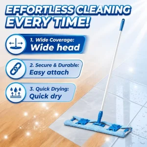 Quick Drying Microfiber Flat Floor Mop for Kitchen Lobby Warehouse Hard Surface Cleaning