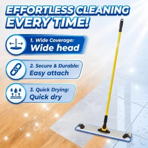 Quick Drying Microfiber Flat Floor Mop for Kitchen Lobby Warehouse Hard Surface Cleaning