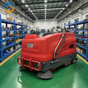 ROD Ride on Industrial Floor Sweeper Scrubber 1450mm Working Width 280L Fresh Water Tank Capacity Electric Powered