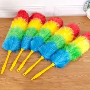 Rainbow Color Bendable Feather Duster with Plastic Handle and Anti-Static Material