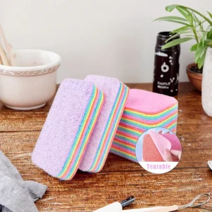 Rainbow Colored PVA Sponge Kitchen Cleaning Cloths for Dishes
