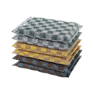 Ready Stock Fast Shipment Thread Checkered Scouring Pad Durable Dishwashing Sponge Scrubber Bulk Orders for Family Kitchen Use