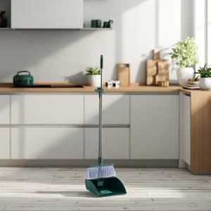 Realida Pet Hair Rubber Broom Floor Brush Upgrade Rotating Broom and Dustpan Set with Long Comb Tooth