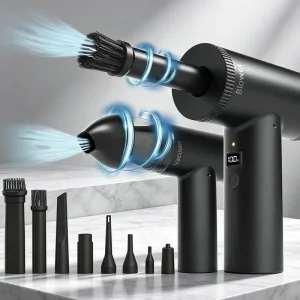Rechargeable 2in1 Cordless Handheld Vacuum Cleaner Multiple Mouthpiece Adaptations Compressed Air Duster for Office Car
