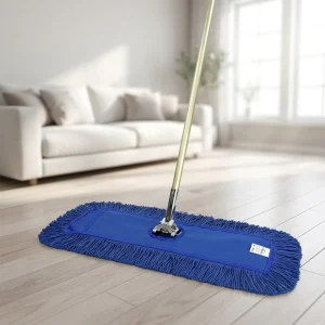 Rectangular Flat Cotton Yarn Dust Mop with Clip-Lock Handle for Hardwood Floors