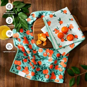 Recycled Waffle Kitchen Towel Quick Dry Microfiber Sustainable Dish Towels