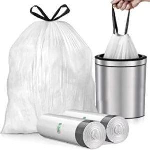 Recycled Waterproof Leak Proof Compostable PE Liners Large Scented 13 Gallon White Drawstring Trash Bags on Roll