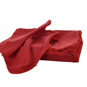 Red Cotton Square Absorbent Reusable Shop Rags for Home, Auto, and Garage Cleaning