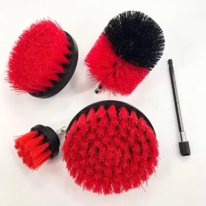 Red Eco-Friendly PP Material Power Drill Cleaning Brush Set with Simple Installation for Car Wash and House Cleaning