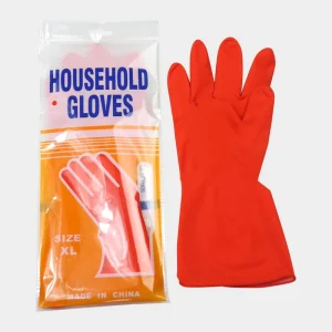Red Reusable Fully Cotton-Lined Thick Latex Rubber Gloves for Cleaning, Gardening, and Dishwashing