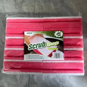 Red Sponge Scrubber Dishwashing Sponge 10 Pieces per Bag for Kitchen Cleaning