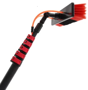Red Telescoping Solar Panel Brush Cleaner with 6m Handle for Cleaning PV Panels