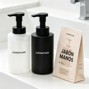 Refillable Glass Foam Hand Sanitizer Bottle with Foam Pump and Hand Wash Tablets Frosted Multi Color Liquid Soap Bottle