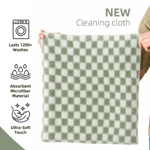 Reliable Cleaning Cloth Microfiber Cloth Checkerboard Coral Fleece Non Scratch Lasts Stocked for Kitchen