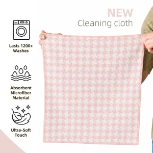 Reliable Cleaning Cloth Microfiber Cloth Houndstooth Non Scratch ultra Soft Touch Eco Friendly for Home Cleaning