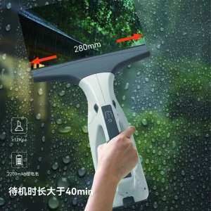 Removable Battery Window Vac Cleaner Cordless Handheld Electric Vacuum Squeegee Dry IPX4 Waterproof Strong Suction 30 60min