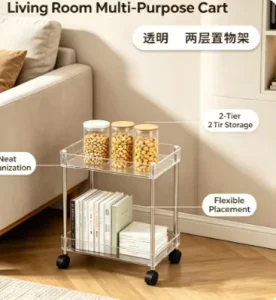 Removable Metal Rolling Trolley Cart Multi Layer Storage Rack Fits Closet System for Home Household Items