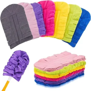 Removable Washable Microfiber Duster with 360-Degree Rotation and Reusable Refills for Dry or Wet Cleaning