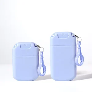 Repeatable Filling Matte Blue 20ml 30ml Small Hand Sanitizer Sprayer Bottle Empty Pocket Perfume Spray Bottles with Keychain