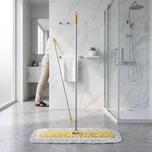 Replaceable Metal Handle Rod Thick Cotton Yarn Rectangular Head Floor Dust Mop for All Floor Types