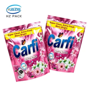 Resealable Washing Powder Bag with Handle Hole Stand up Zipper Pouch for Laundry Detergent Packaging
