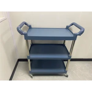 Restaurant 3 Tier Plastic Food Serving Trolley Plastic Food Service Trolley Cart 4 Wheels Cleaning Cart Buffet Equipment Trolley
