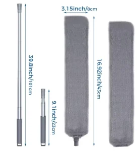Retractable Gap Dust Cleaner with 2 Microfiber Dusting Cloths Long Handle Washable Duster Brush