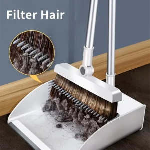 Retractable Kitchen Cleaning Tools Set with Windproof Broom and Dustpan and Silicone Brush