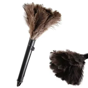 Retractable Ostrich Feather Duster with Plastic Handle for Home and Car