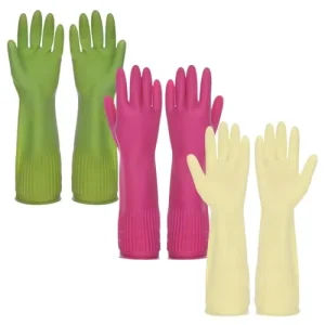 Reusable 38cm Long Waterproof Rubber Latex Household Kitchen Dishwashing Gloves