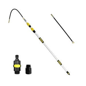 Reusable Aluminum Gutter Cleaner with Adjustable Water Flow Modes and Push Button Switch 3.6M for Ground Use