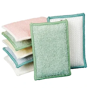 Reusable Bamboo Fiber Sponge Scouring Pads for Kitchen Dishwashing