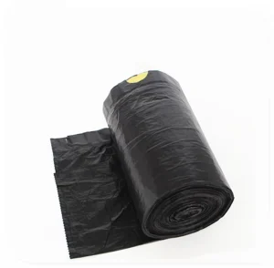 Reusable Black HDPE Drawstring Trash Bags 75 Pieces per Pack for Garbage Bin Plastic Bin Use