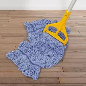 Reusable Commercial Heavy Cotton Looped End String Mop Head Refills Blue Rectangular Head