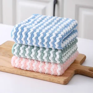 Reusable Dish Towels Dish Cloths Super Absorbent Coral Fleece Cleaning Cloths Washable Fast Drying Kitchen Dishcloths
