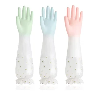 Reusable Durable Comfortable Eco Friendly Latex Long Sleeve Waterproof Food Contact Grade Cleaning Gloves for Household