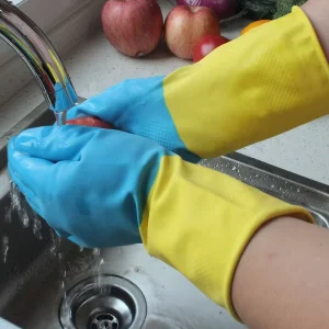 Reusable Fully Lined Thick Latex Rubber Cleaning Gloves