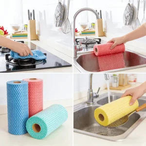 Reusable Kitchen Towel Roll Washable and Disposable Cleaning Cloths Heavy Duty for Dry and Wet Dish Cleaning