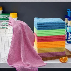 Reusable Microfiber Colorful Square Kitchen Cleaning Cloth Lint-Free