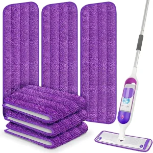 Reusable Microfiber Mop Pads 6-Pack Machine Washable Floor Cleaning Refills for Wood and Multi-Surfaces