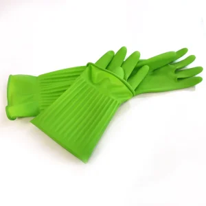 Reusable Natural Latex Rubber Household Gloves Lining Waterproof Non Slip 45cm Length for Housework Kitchen Cleaning Dishwashing