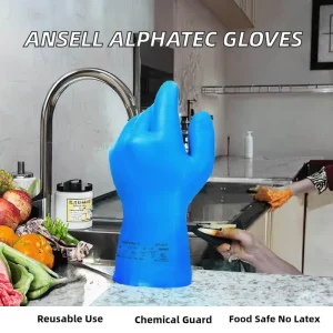 Reusable Nitrile Gloves, Powder-Free Latex-Free Chemical Protection, Food Safety, Kitchen and Home Use