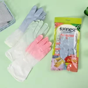 Reusable PVC Household Gloves 3 Pairs/Pack 28.34g/PCS Waterproof Durable Kitchen Cleaning Gloves for Dishwashing