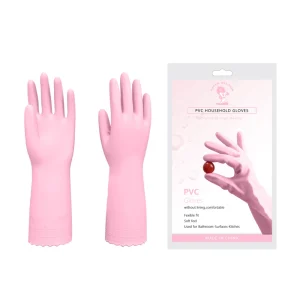 Reusable PVC Kitchen Cleaning Gloves Waterproof Oil-Resistant Non-Slip